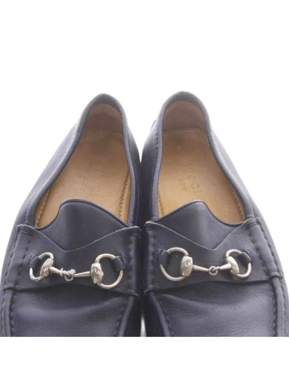 Gucci Loafers Driving Shoes Horsebit Leather Navy SR 8